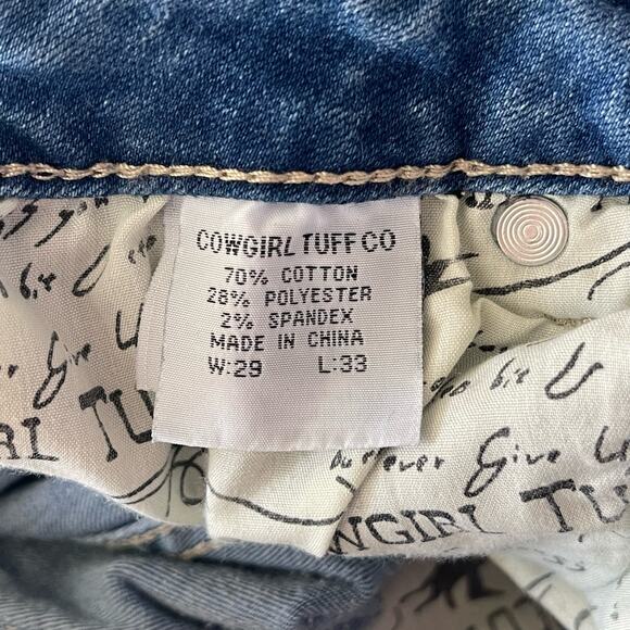 Cowgirl Tuff SZ W29xL33 Festival Trouser Flare Jeans Mid-Rise Stretch Distressed - Picture 12 of 13